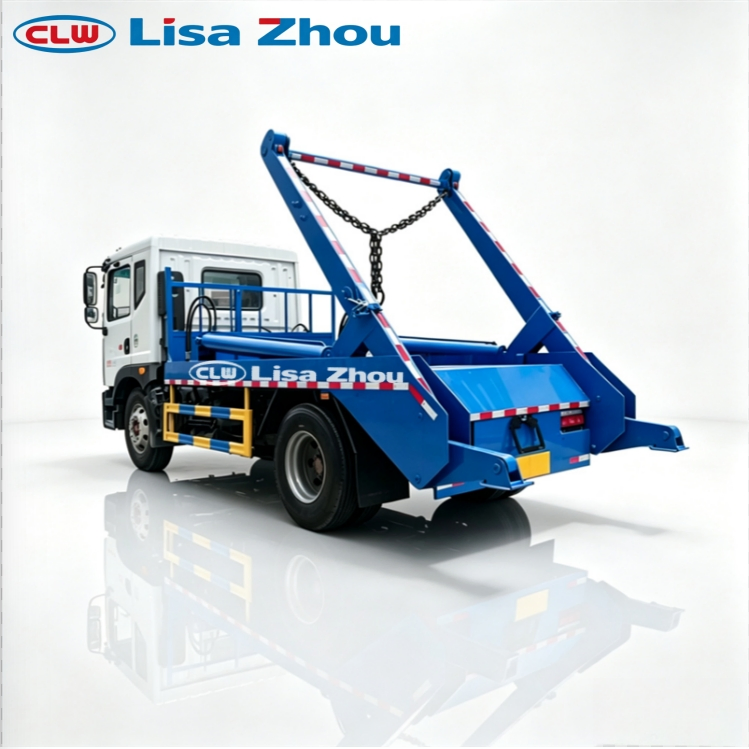 Chengli swing-arm garbage truck, rear view