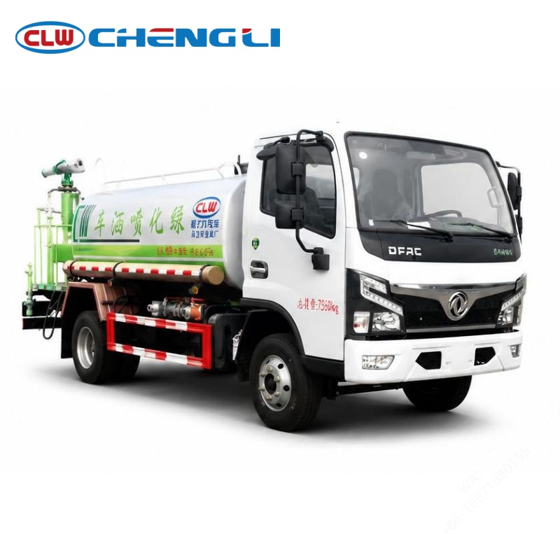 Dongfeng 7.36T sprinkler truck, front right three quarter view