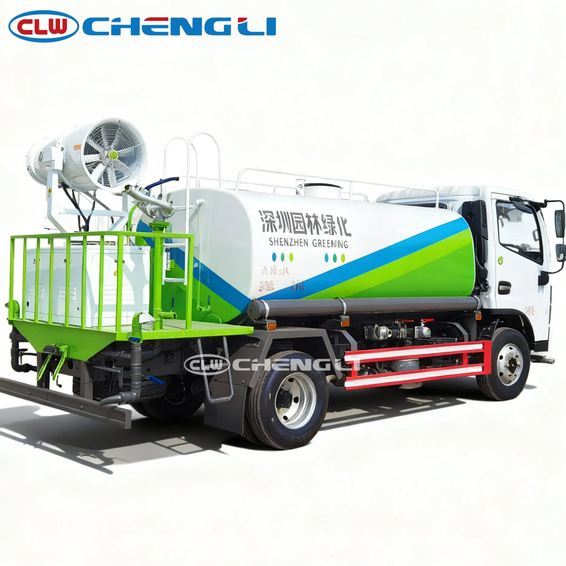 Light-duty water bowser truck rear working equipment view