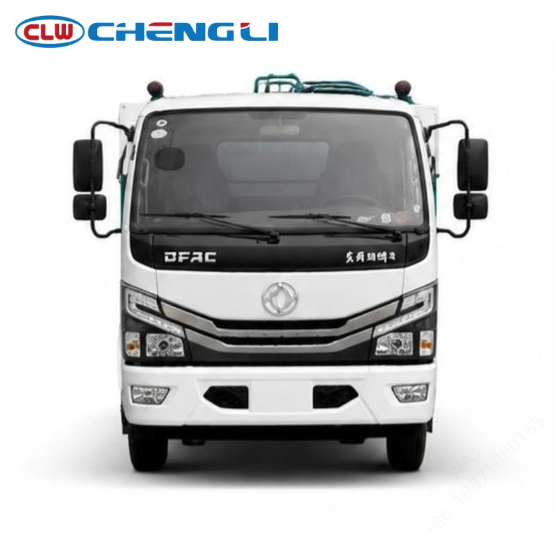 Dongfeng 7.36T compactor truck, front view of Dongfeng cab