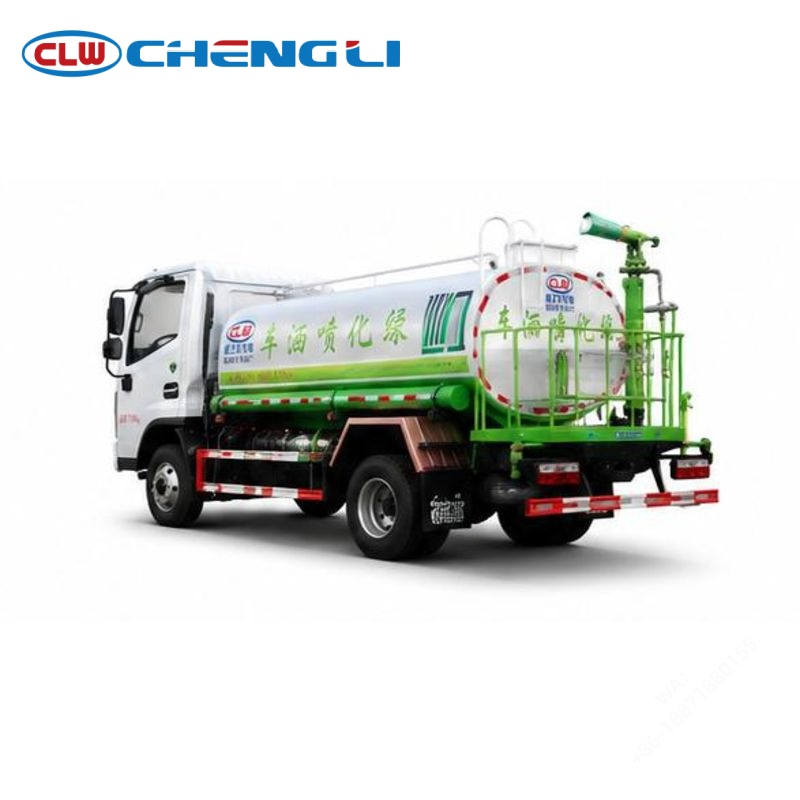 Dongfeng 7.36T sprinkler truck, rear left three quarter view