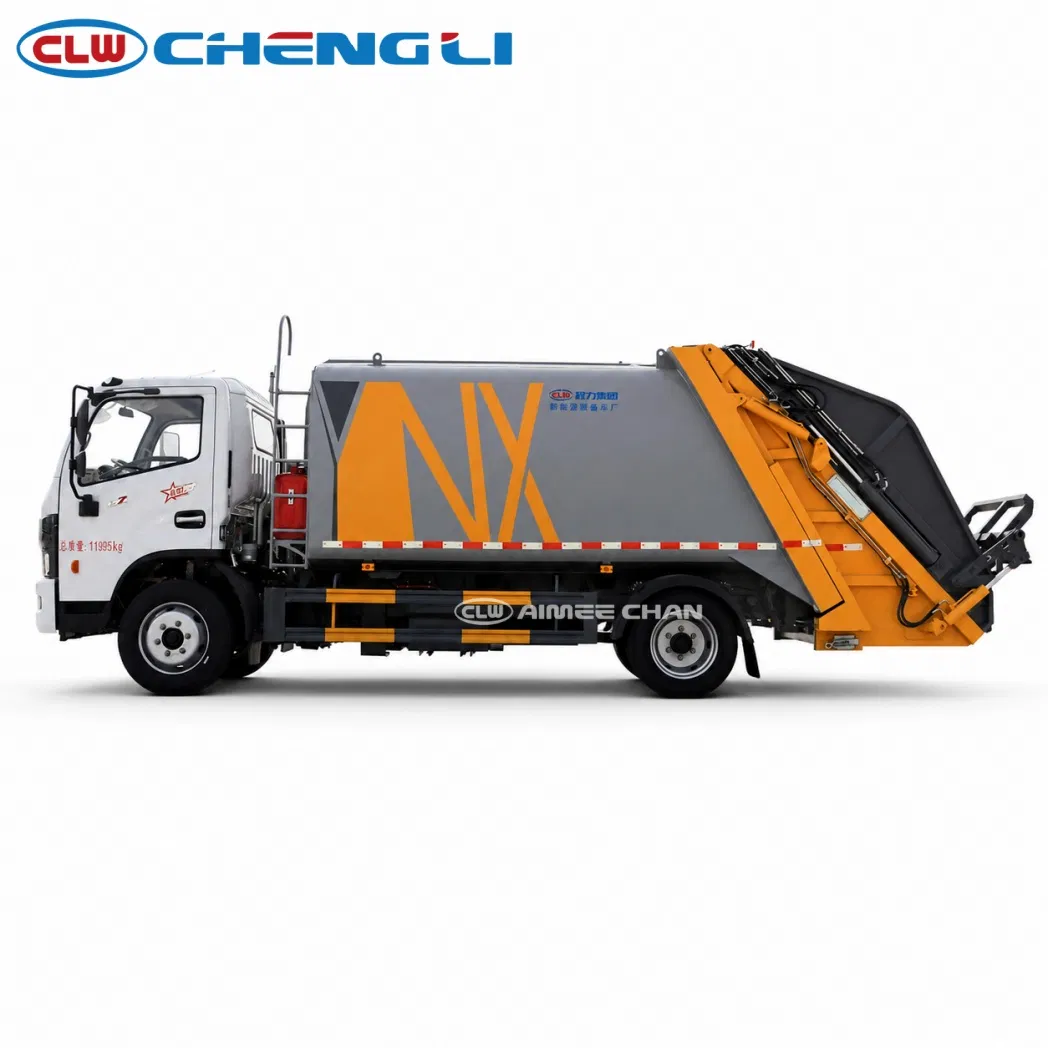 Dongfeng 9 m³ rear-loader compactor, side view of body and cab
