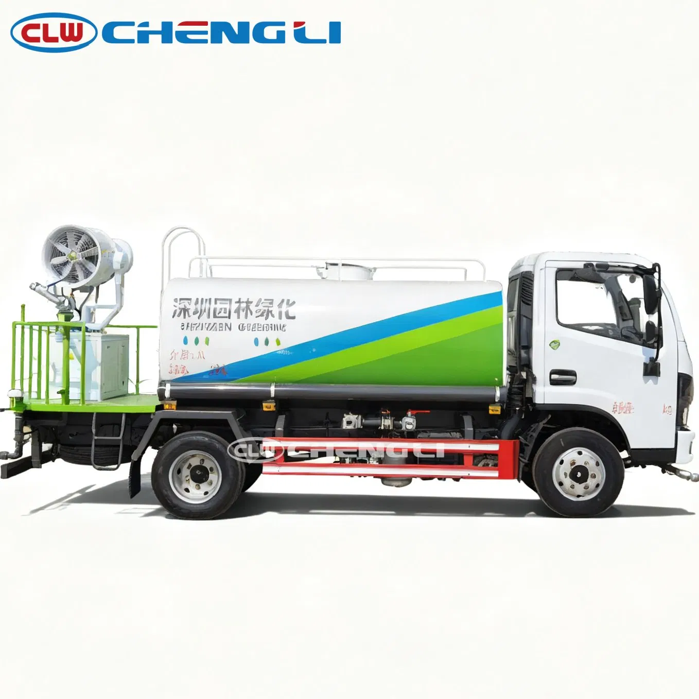 5000 litre water sprinkler truck side view showing tank and chassis